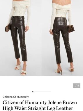 Citizens Of Humanity Jolene Brown High Waist straight leg brown leather pants
